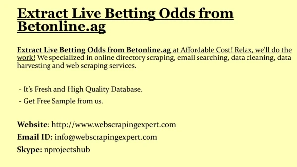 Extract Live Betting Odds from Betonline.ag