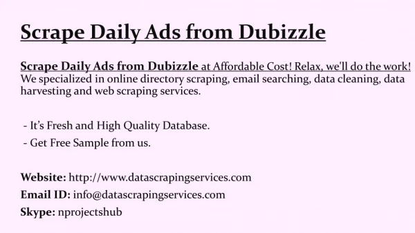 Scrape Daily Ads from Dubizzle