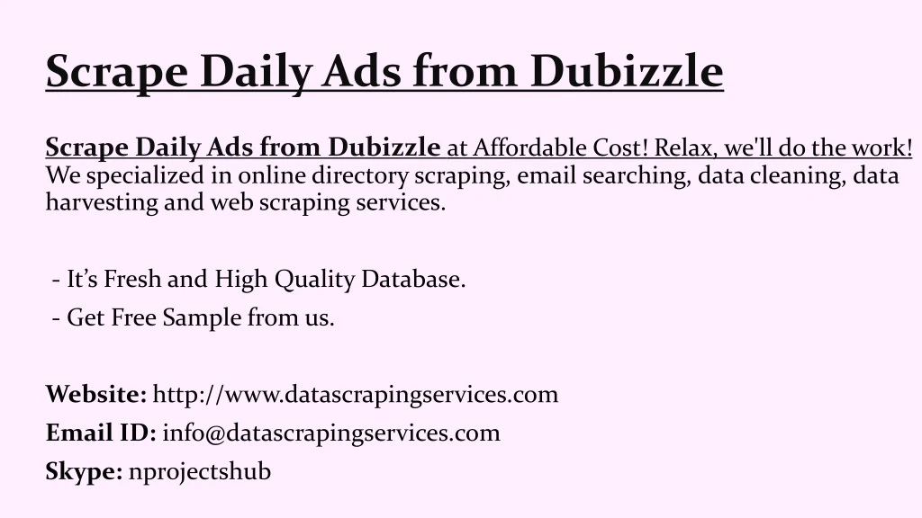 scrape daily ads from dubizzle