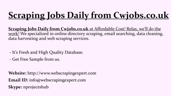 Scraping Jobs Daily from Cwjobs.co.uk