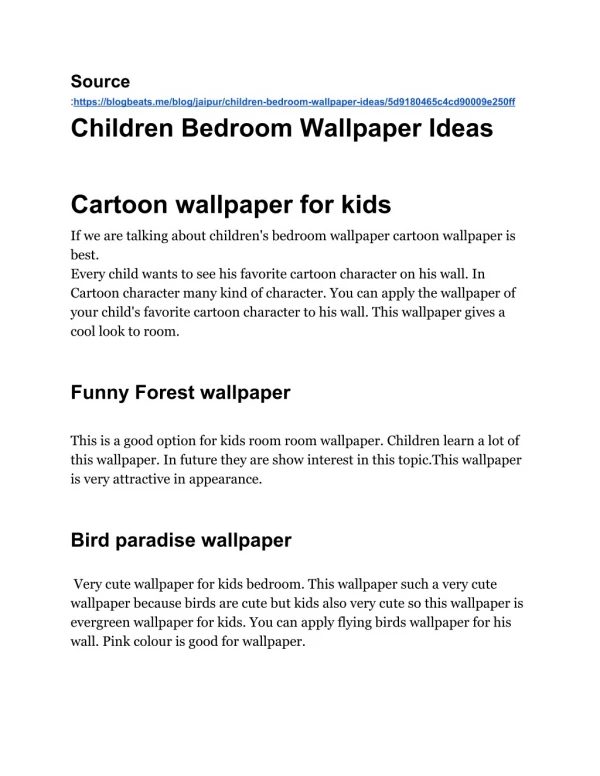 Children bedroom wallpaper ideas