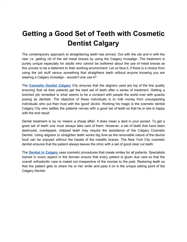 Getting a Good Set of Teeth with Cosmetic Dentist Calgary