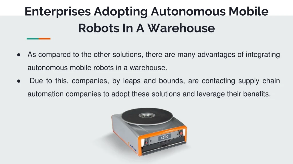 enterprises adopting autonomous mobile robots in a warehouse