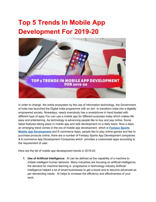 Top 5 Trends In Mobile App Development For 2019-20