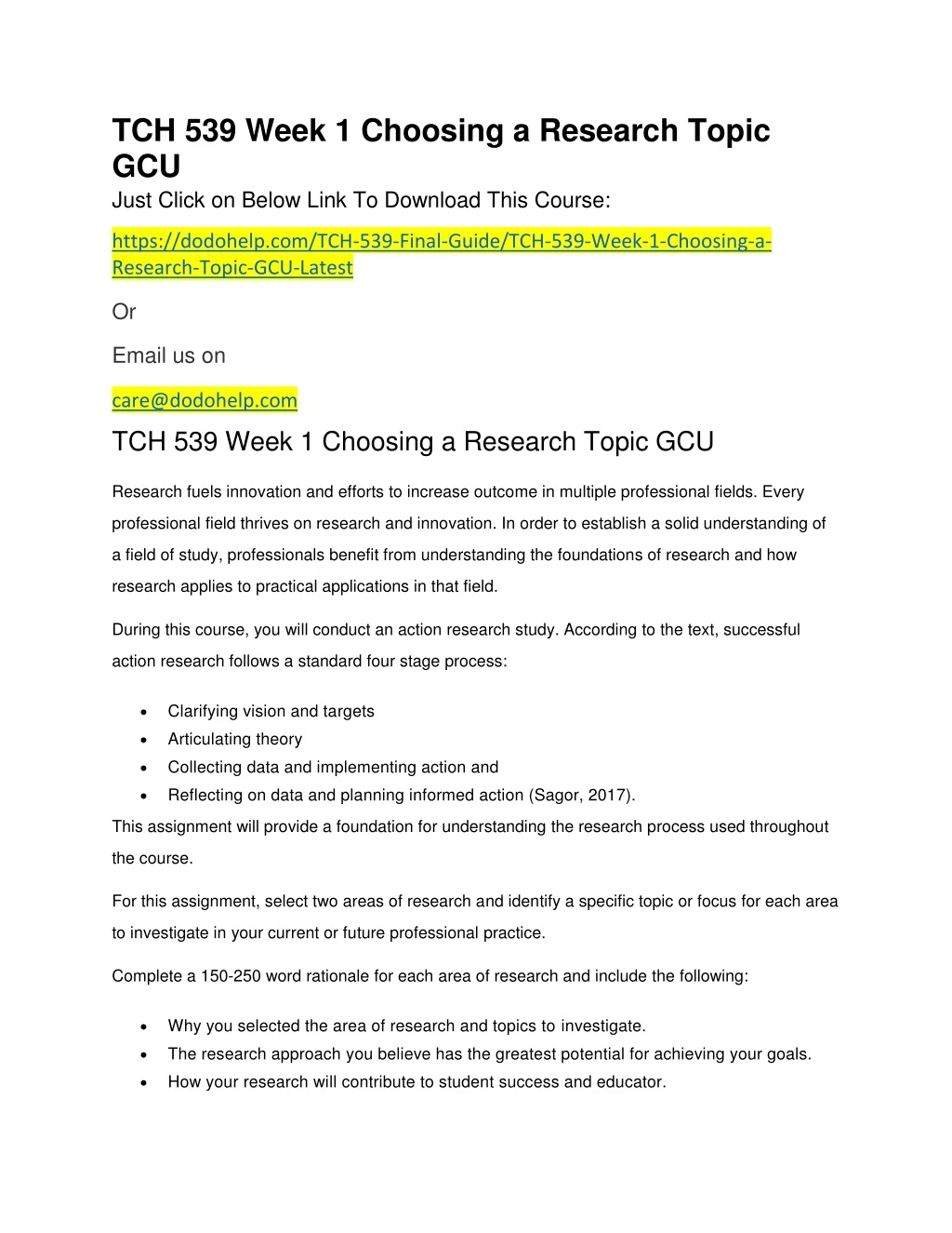 tch 539 week 1 choosing a research topic gcu just