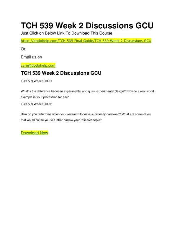 TCH 539 Week 2 Discussions GCU
