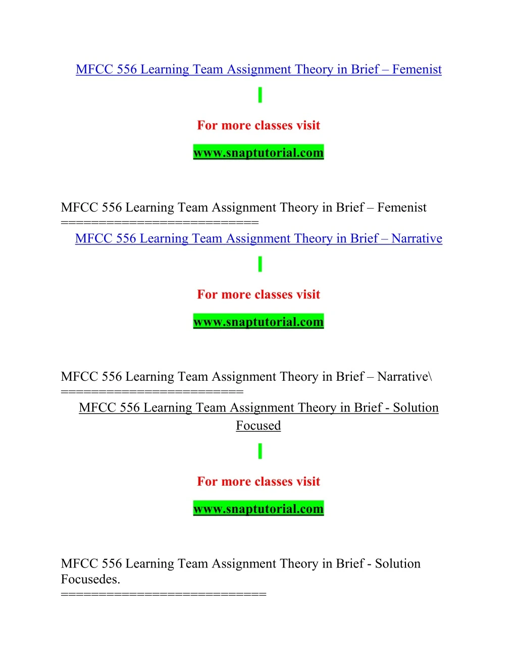 mfcc 556 learning team assignment theory in brief