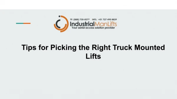 Tips for Picking the Right Truck Mounted Lifts