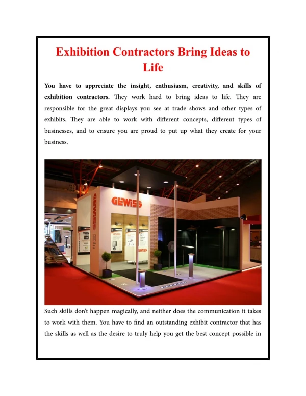 Exhibition Contractors Bring Ideas to Life