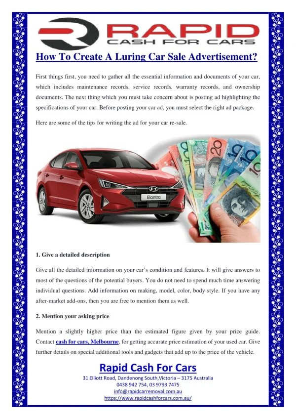 How To Create A Luring Car Sale Advertisement?