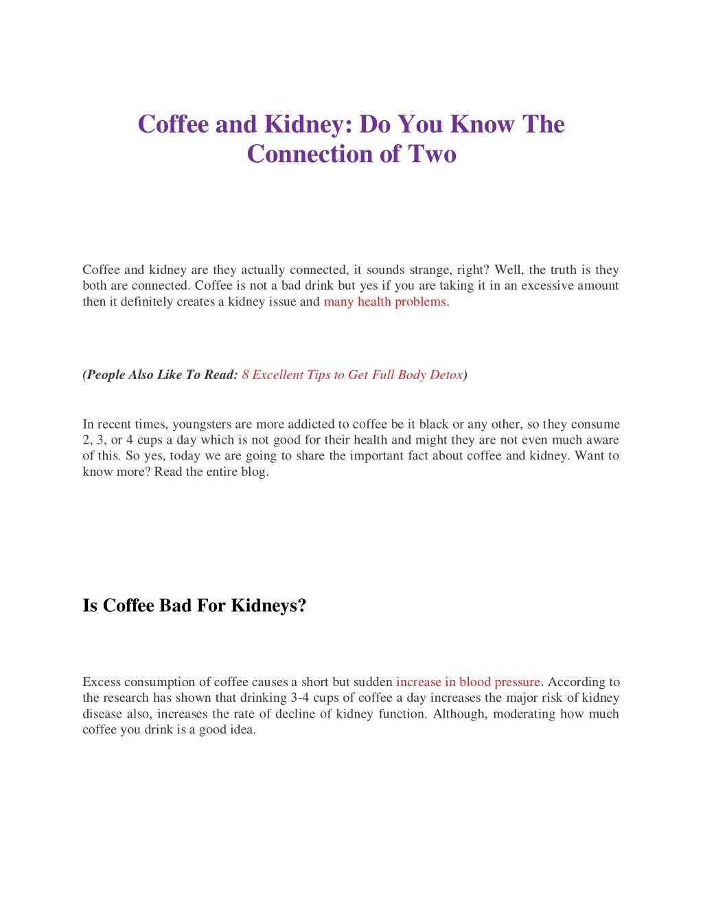 coffee and kidney do you know the connection