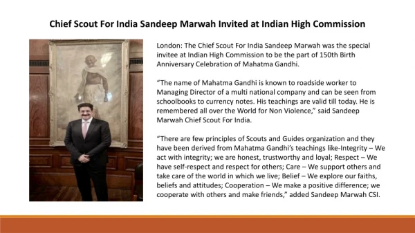 Chief Scout For India Sandeep Marwah Invited at Indian High Commission