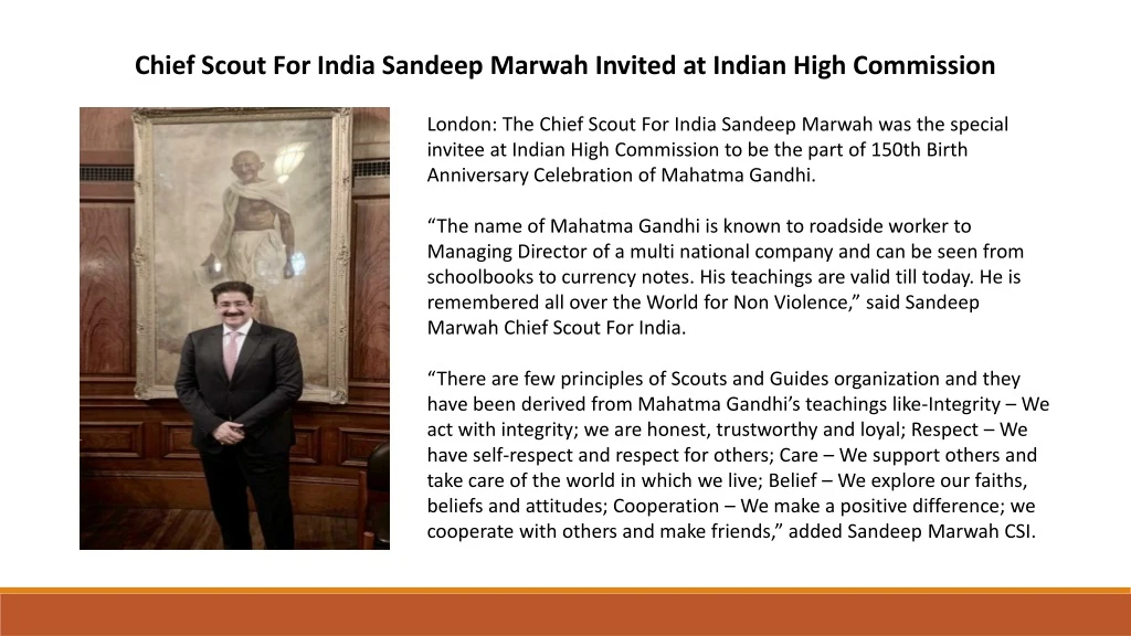 chief scout for india sandeep marwah invited