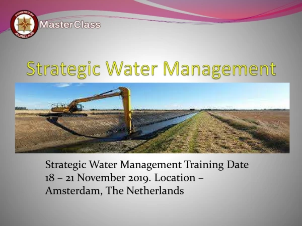 Strategic Water Management Training In Europe