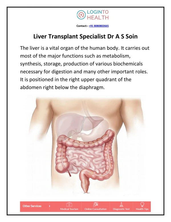 Liver Transplant Specialist Dr A S Soin