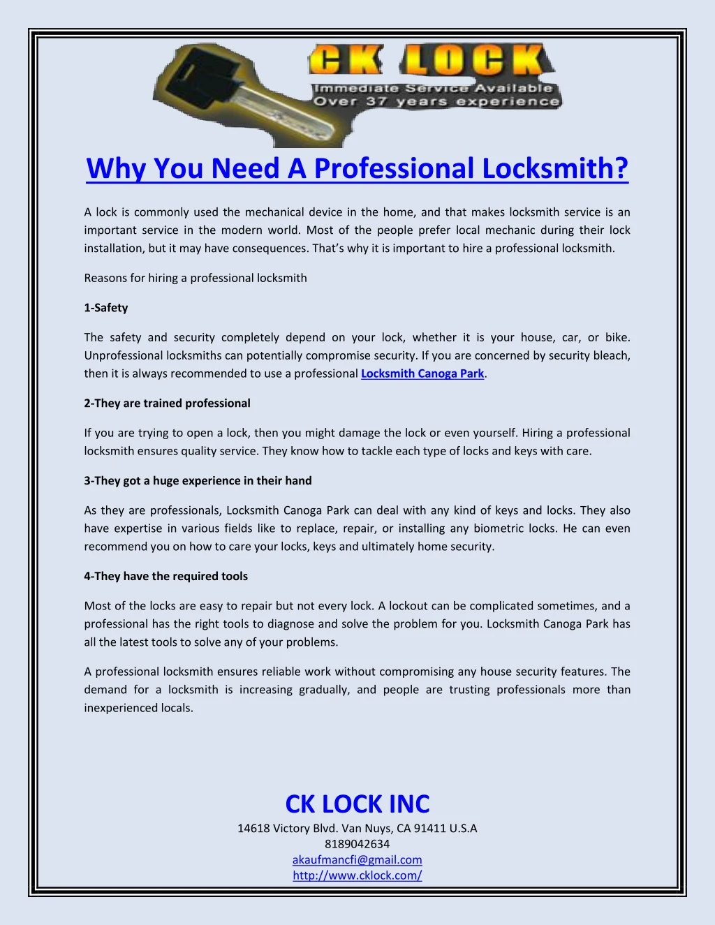 why you need a professional locksmith