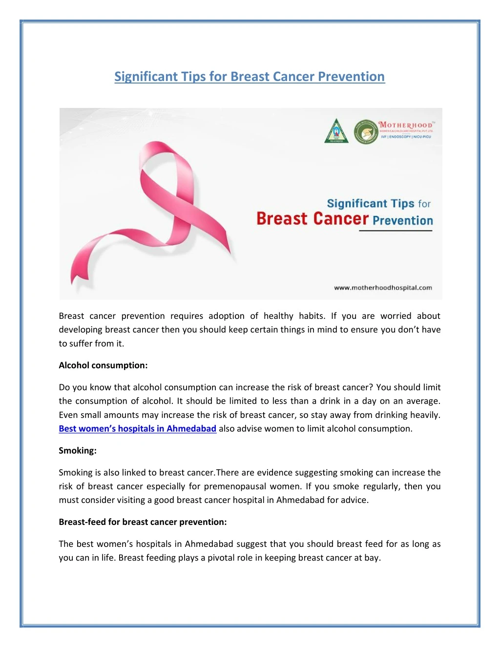 significant tips for breast cancer prevention