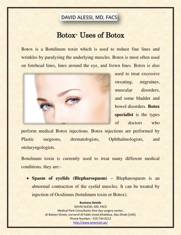 Botox- Uses of Botox