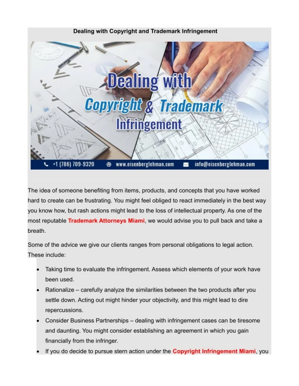 Dealing with Copyright and Trademark Infringement