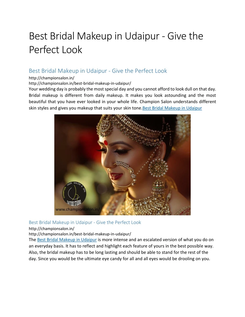 best bridal makeup in udaipur give the perfect