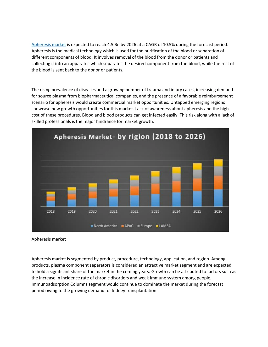 apheresis market is expected to reach