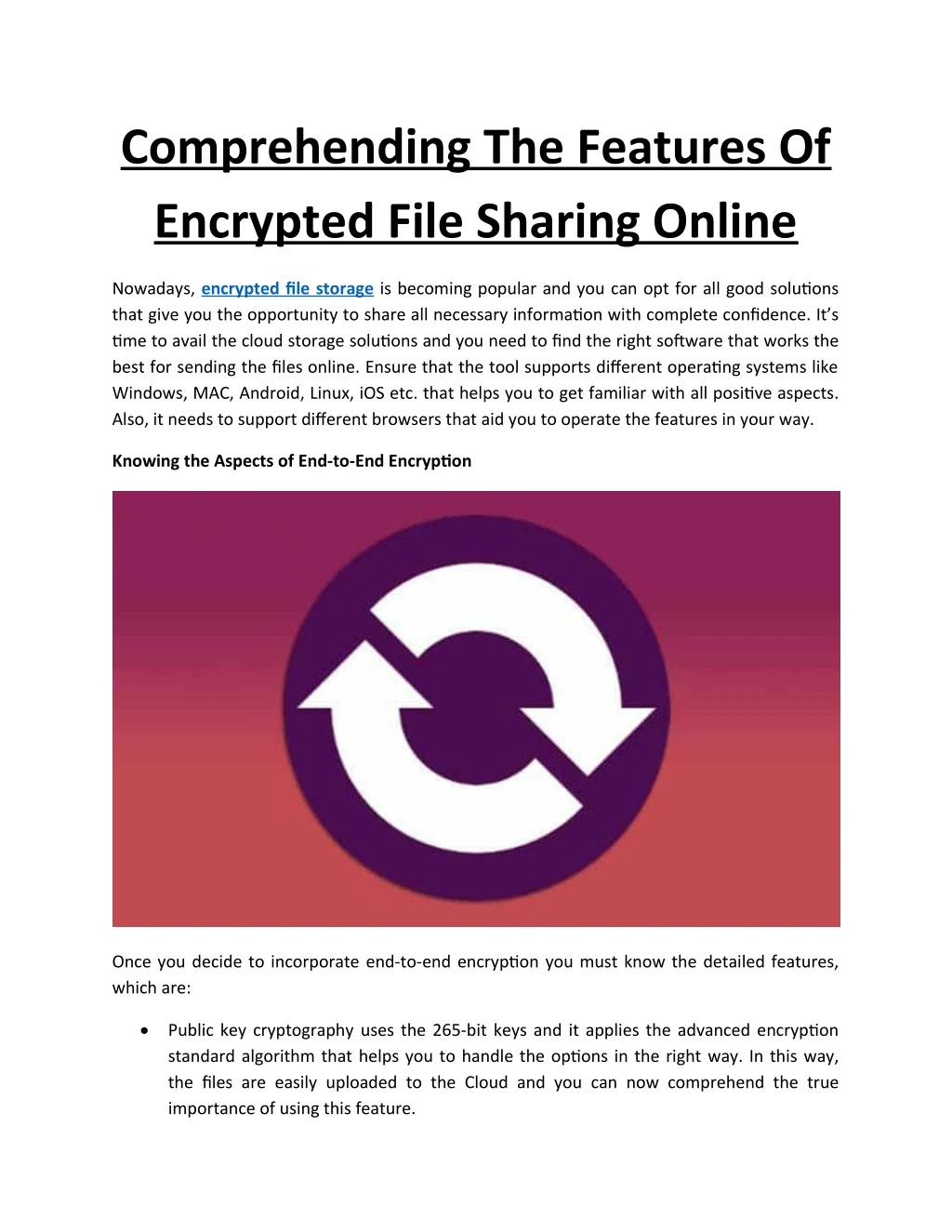 comprehending the features of encrypted file