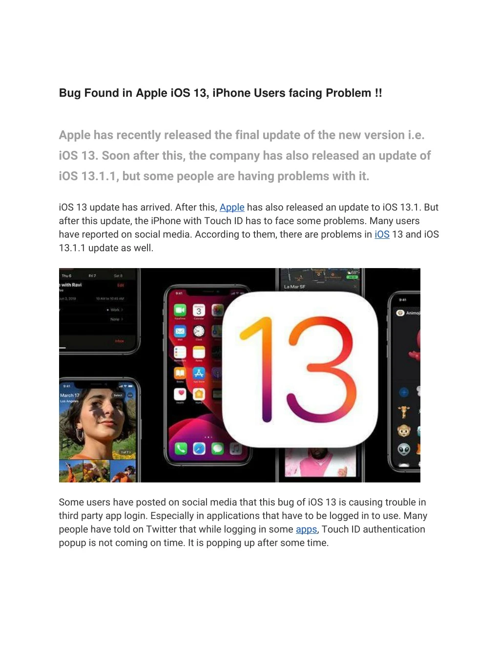 bug found in apple ios 13 iphone users facing