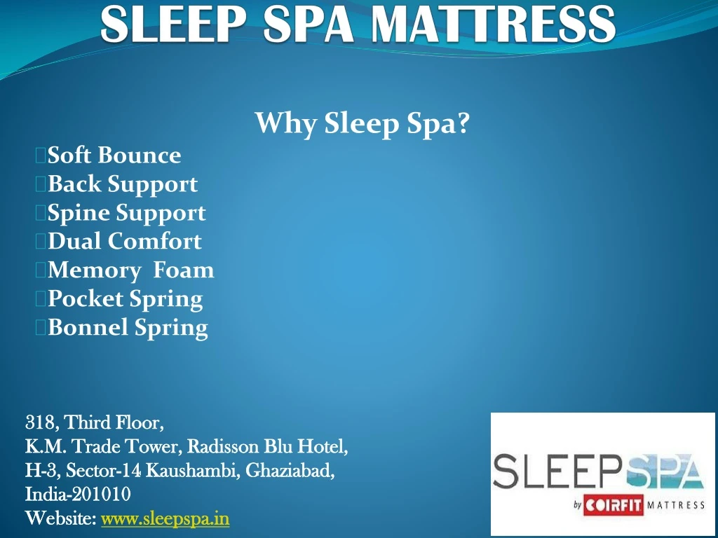 Why Sleep Spa Mattress Best and Comfort?