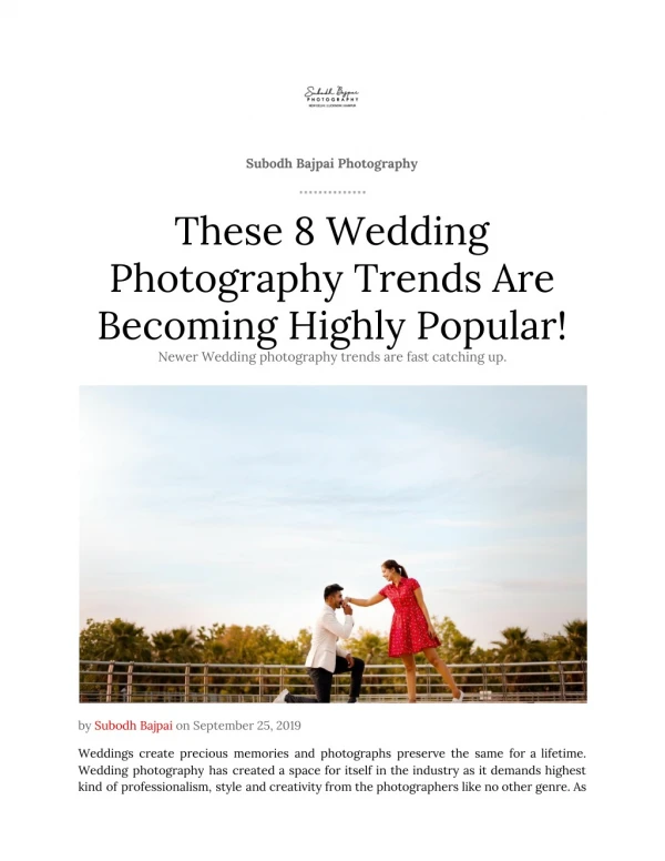 These 8 wedding photography trends are becoming highly popular