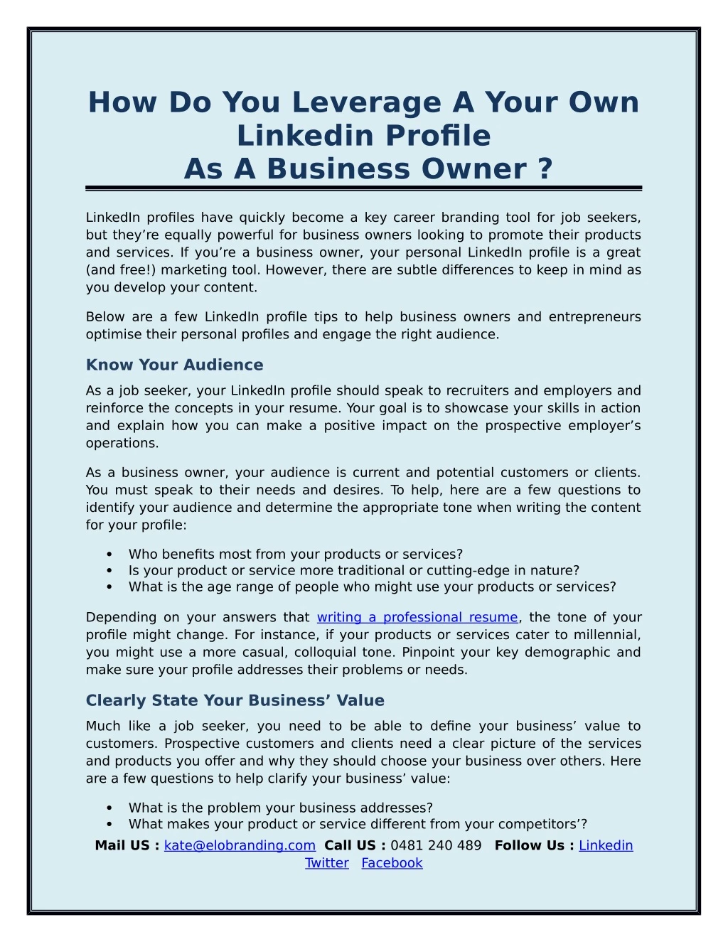 how do you leverage a your own linkedin profile