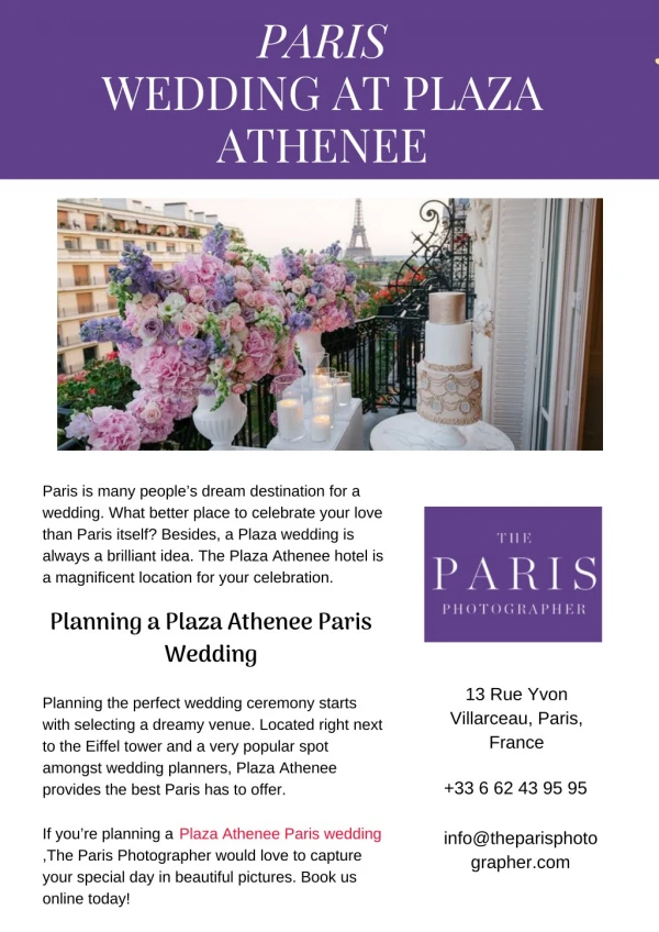 Paris Wedding at Plaza Athenee