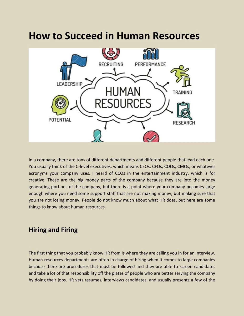 how to succeed in human resources