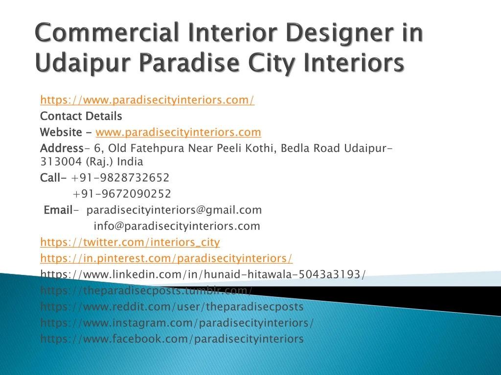 commercial interior designer in udaipur paradise city interiors