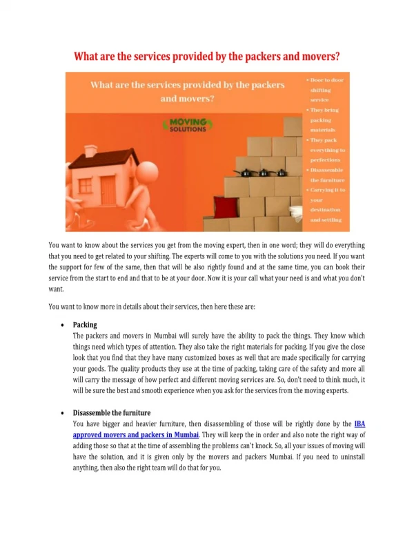what are the services provided by the packers
