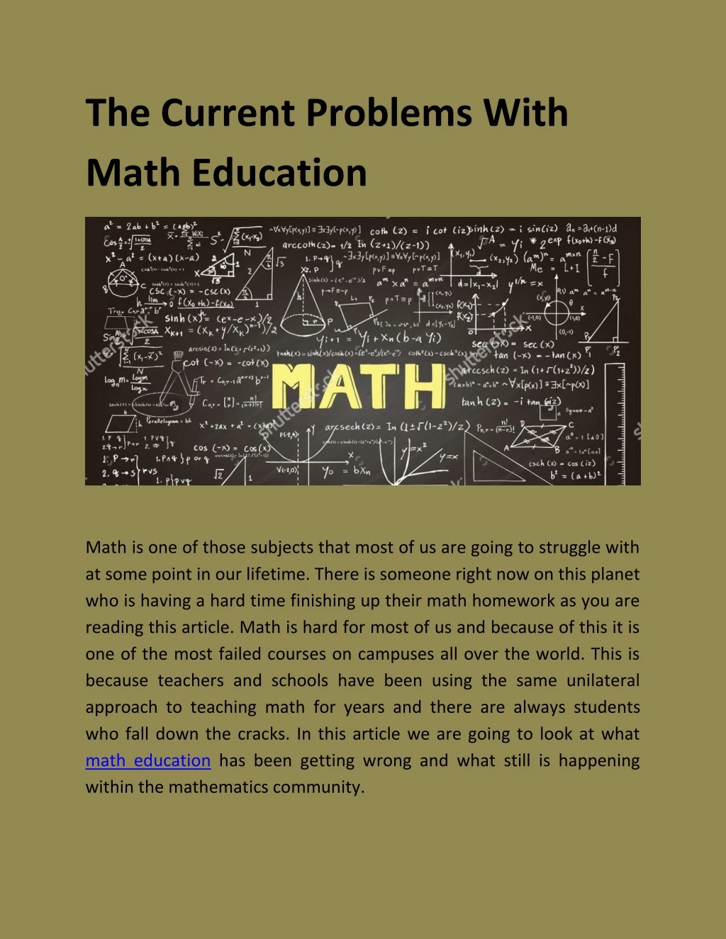 the current problems with math education