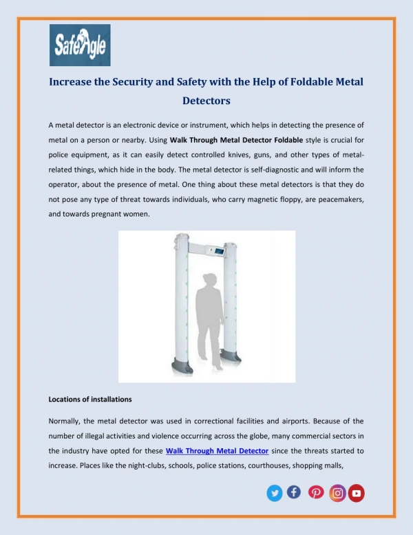 Increase the Security and Safety with the Help of Foldable Metal Detectors