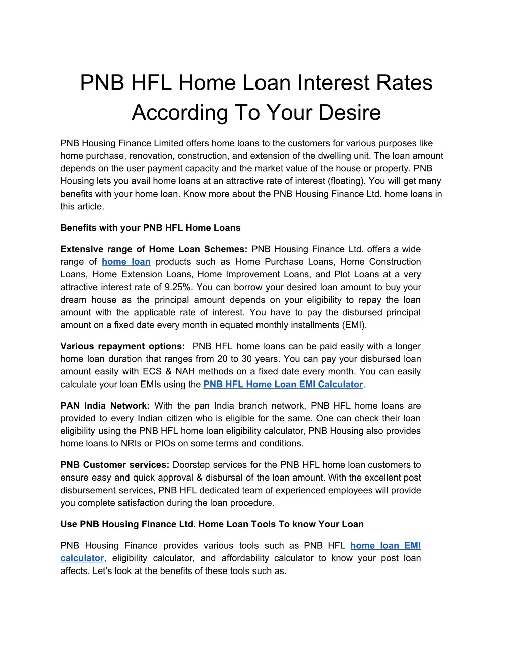 pnb hfl home loan interest rates according