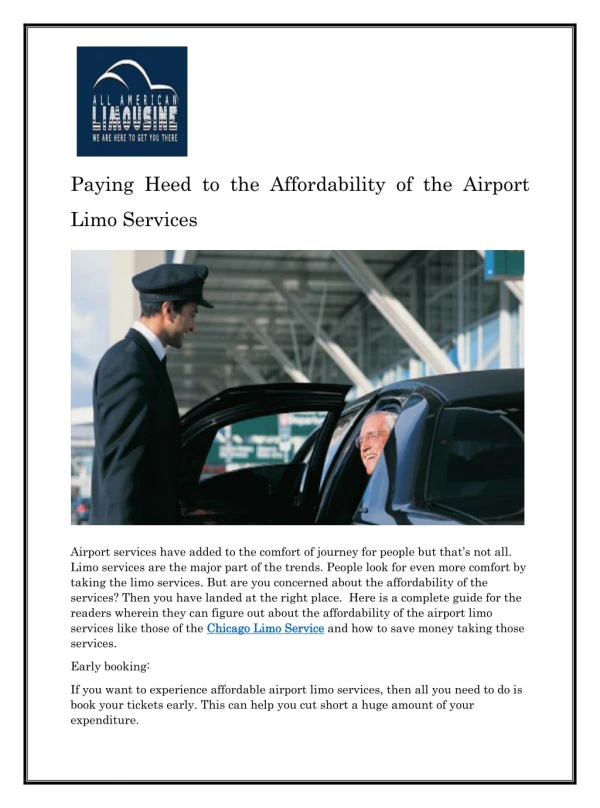 Paying Heed to the Affordability of the Airport Limo Services