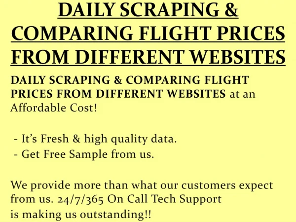 DAILY SCRAPING & COMPARING FLIGHT PRICES FROM DIFFERENT WEBSITES