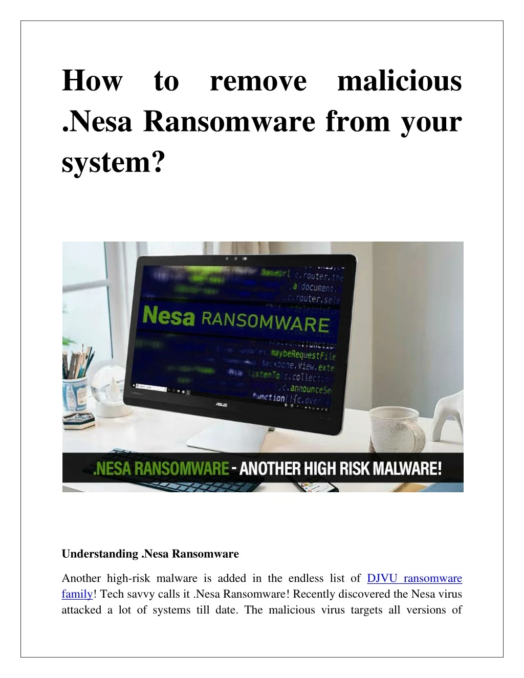 how to remove malicious nesa ransomware from your