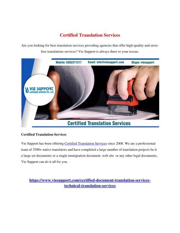 Certified Translation Services