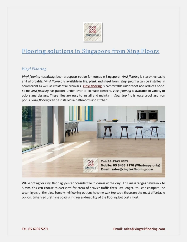 Flooring Solutions in Singapore from Xing Floors