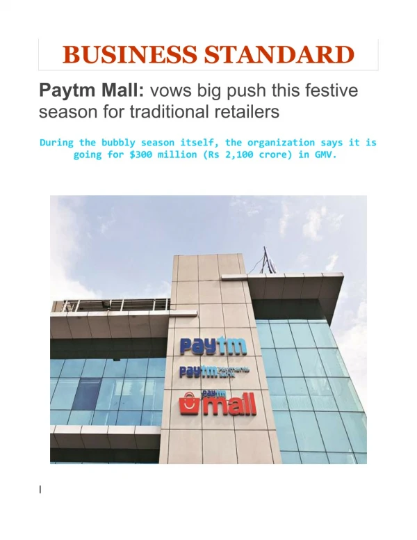 Paytm Mall: vows big push this festive season for traditional retailers