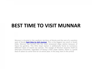 BEST TIME TO VISIT MUNNAR