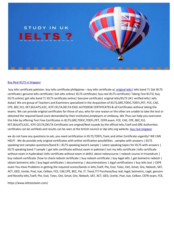 Buy Real IELTS in Singapur