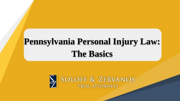 Pennsylvania Personal Injury Law: The Basics
