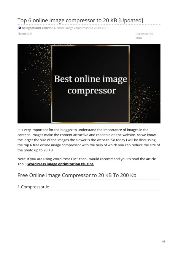 Best Online Image compressors To 20 Kb