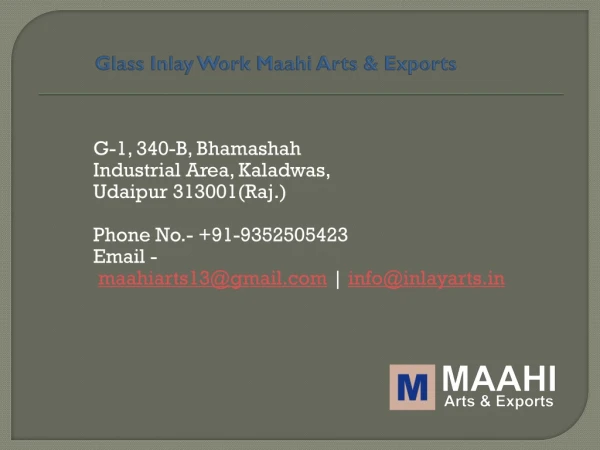 Glass Inlay Work Maahi Arts & Exports
