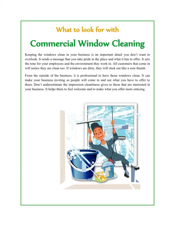 What to look for with Commercial Window Cleaning