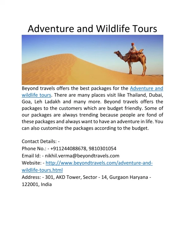 Adventure and Wildlife Tours